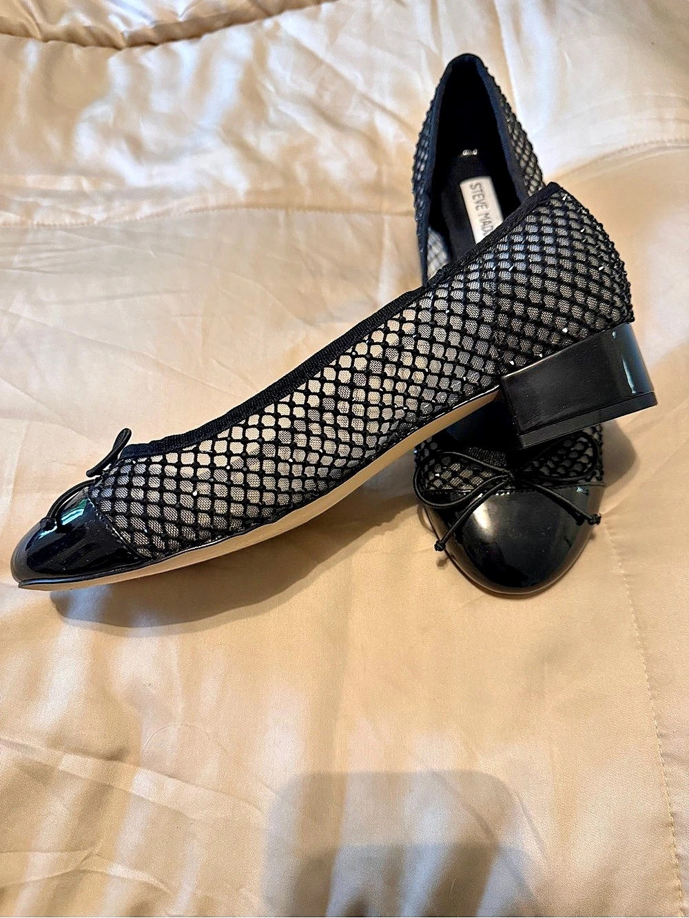 Steve Madden Mino Rhinestone Mesh Flat Black Flats